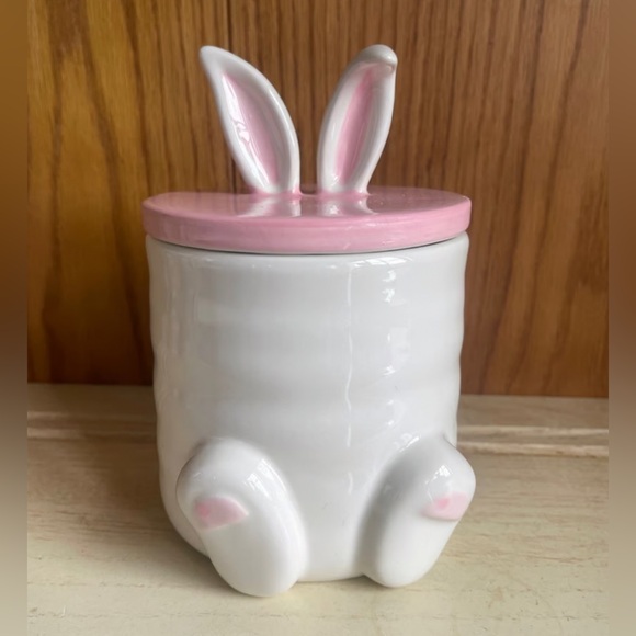 NEW Carrot Patch Cottage Easter Bunny With Ears Feet & Tail Popping Out Jar - Picture 1 of 2